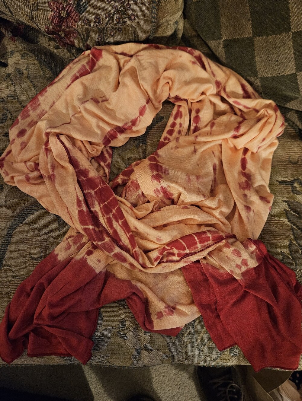 JJill Tie Dye Scarf Peach & Red